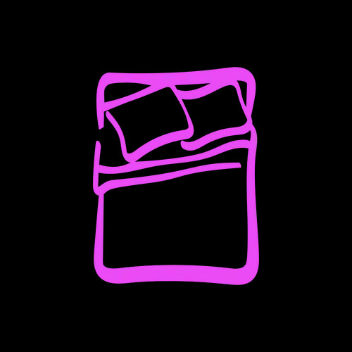 Illustration of a bed, symbolizing how Lorals latex underwear can protect sheets during oral while menstruating.