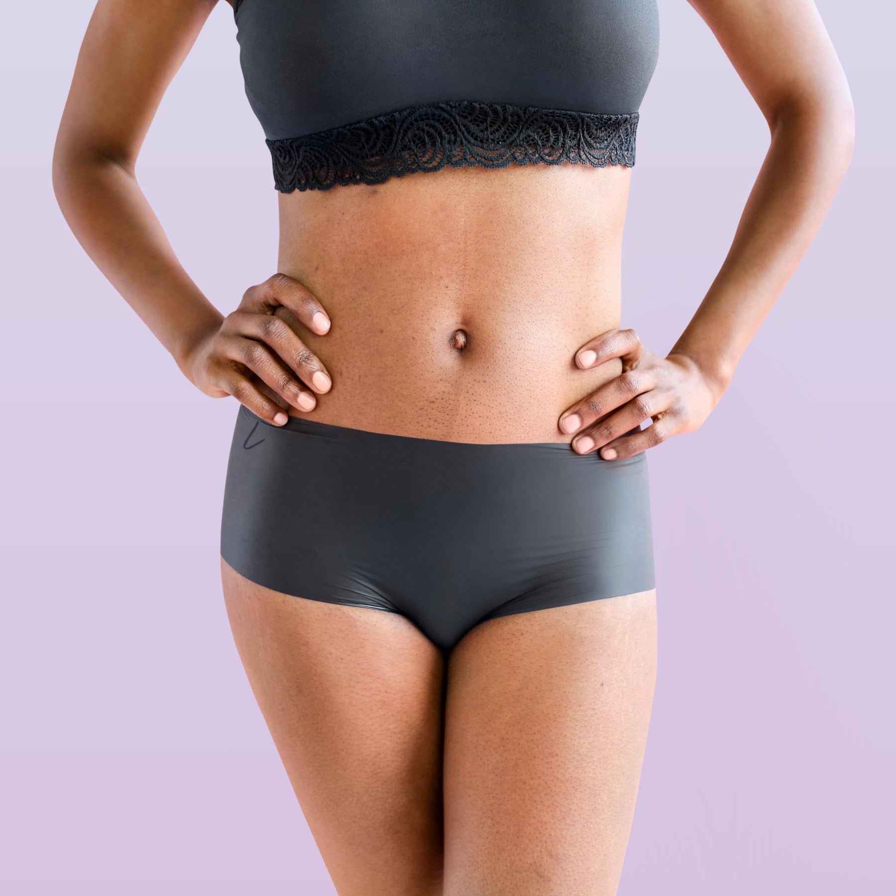The front side of a woman wearing Lorals for STI Protection Shorties |Shortie