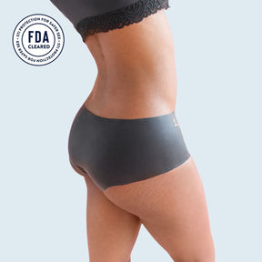 The side view of a woman wearing Lorals for STI Protection Shorties |Shortie