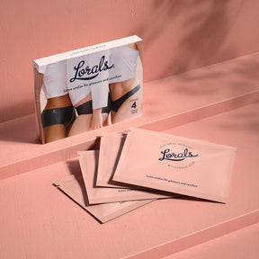 Box and four single-use pouches of Lorals for Pleasure in Black